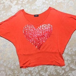 Coral Crop Top w Batwing Sleeves 💕